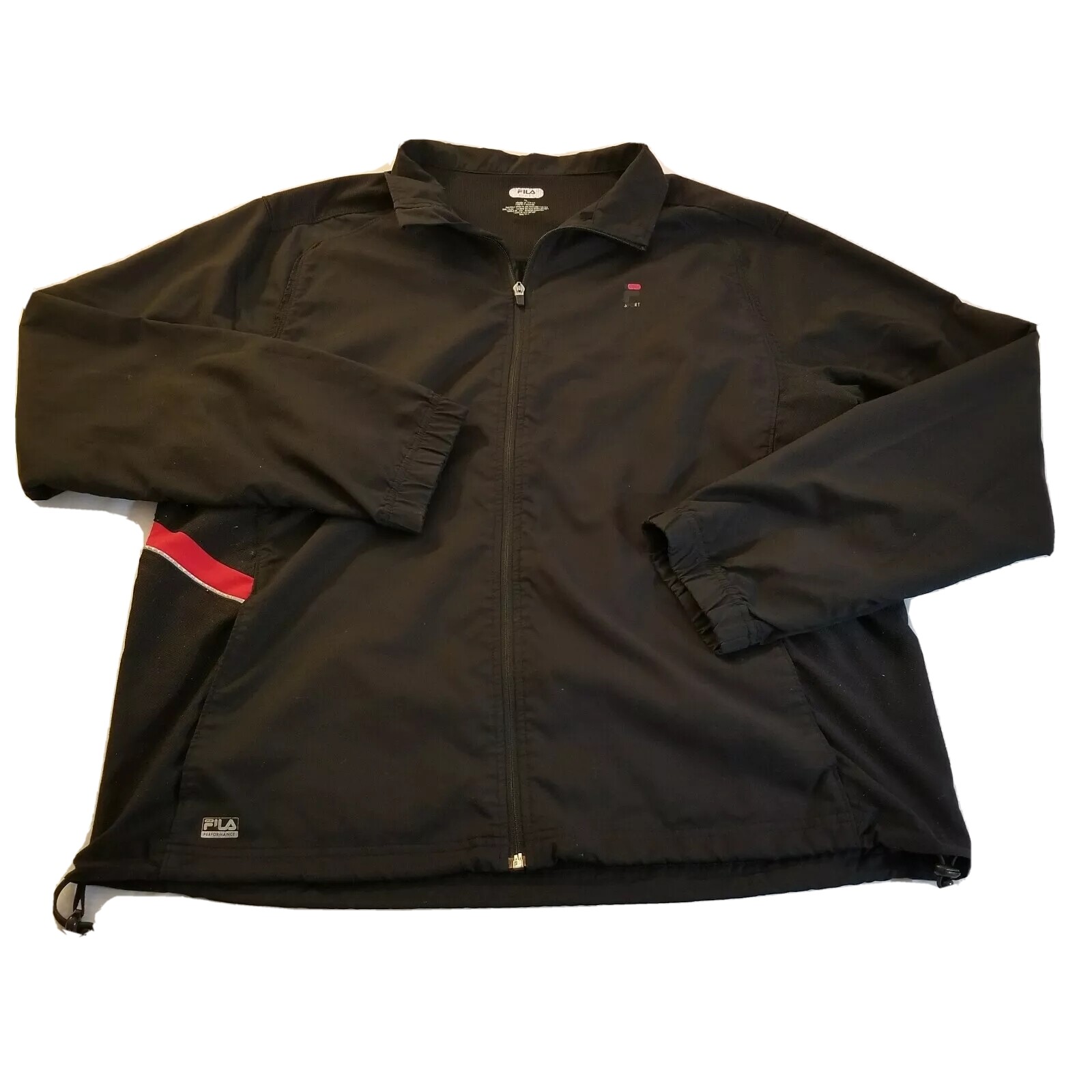 FILA Men's Size XL Black with Red Zip Up Track Windbreaker Jacket.