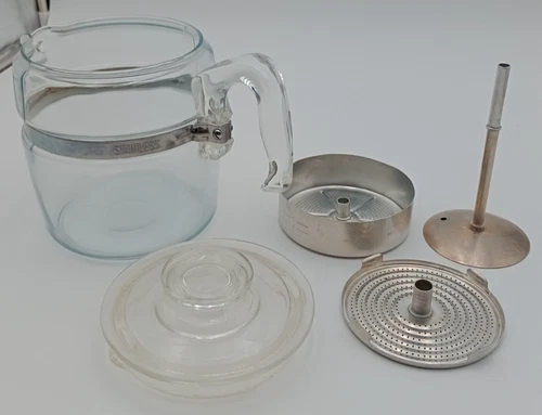 READ - Pyrex Glass Flameware 6 Cup Coffee Percolator 7756-B Pot 7756-C Lid Stem