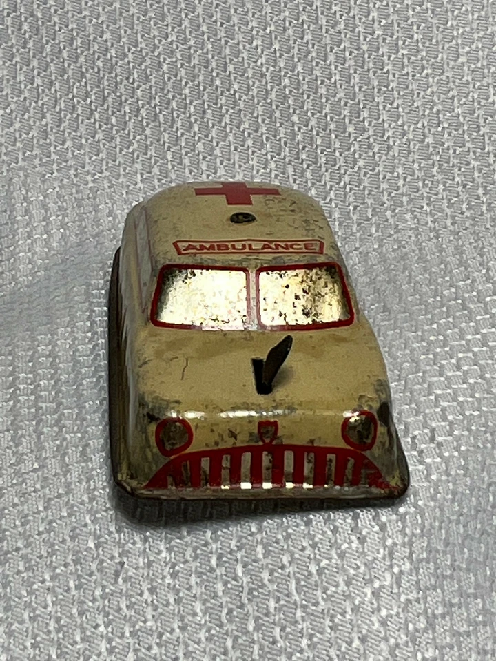 ARGO Vtg Ambulance Tin Litho Vehicle Car Toy Bell Ringer Noise Maker - Image 3 of 4