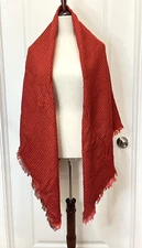 Treasure & Bond Thermal Knit Blanket Scarf  Wrap Light & Dark Red w/ Fringe