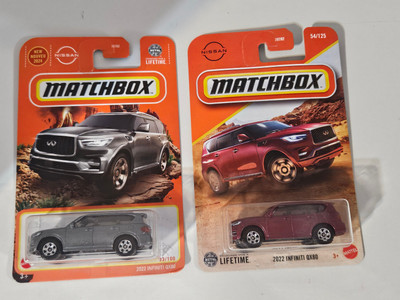 Matchbox 2022 Infinity QX80 #54/125 T43A & 2022 Infinity QX80 #33 T14A ...