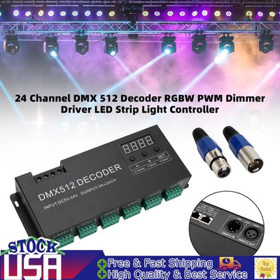 24 Channel DMX 512 Decoder RGBW PWM Dimmer Driver LED Strip Light Controller