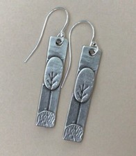 NEW Sterling Silver Sundance Charm Tree Forest Earrings Artisan Jewelry