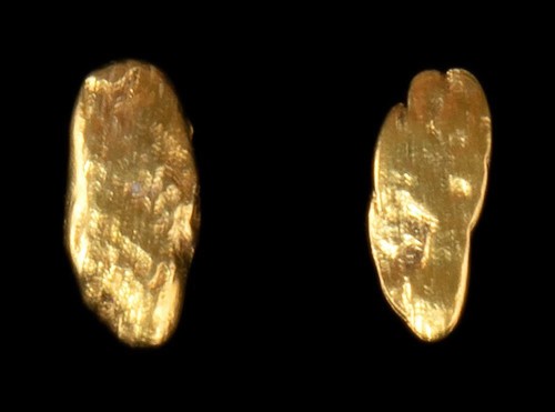 Genuine Natural Gold Nugget Calif. Alaska Post Earrings .54gr 5.95mm x 2.49mm