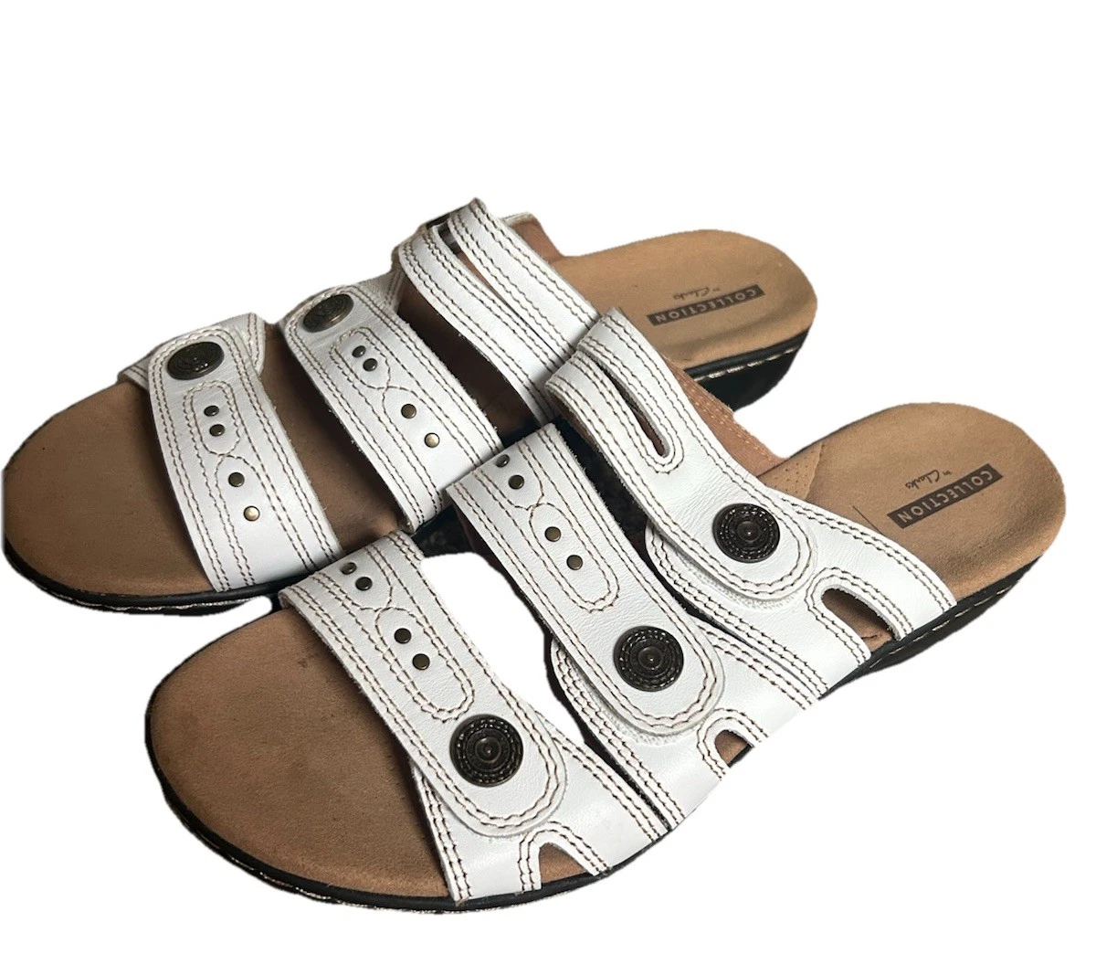 Sandali comodi Clarks Leisa Grace slide platform in pelle bianca 9 boho