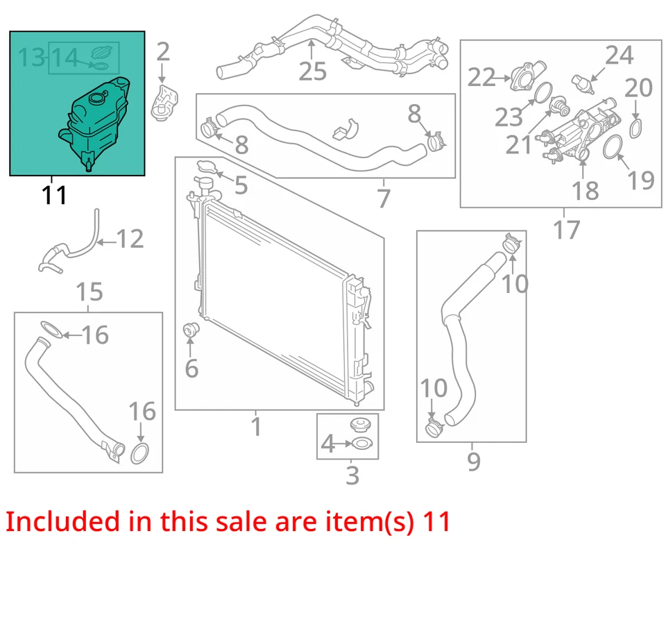 Hyundai Santa Fe 2014 botella de desbordamiento de refrigerante OEM 118 k millas - LKQ399574811 Foto 4 de 4