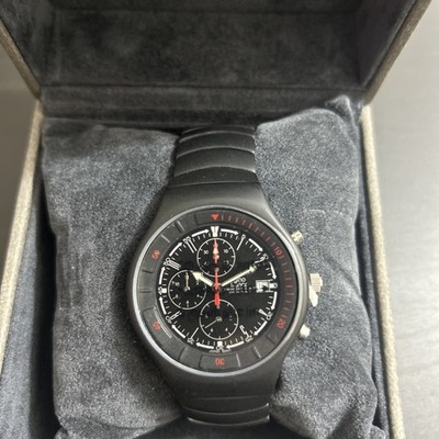Men's Chronograph Stop Watch w/ Stainless Steel Black Plated by Gino Franco