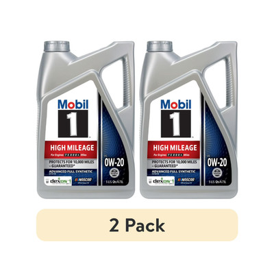 Mobil 1 Full Synthetic High Mileage 0W-20 Motor Oil 2 Pack
