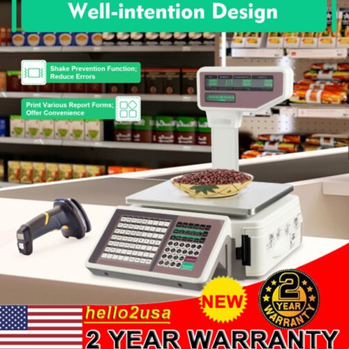 Commercial Digital Food Price Computing Scale 66LBS with Dual Label Printer Fast