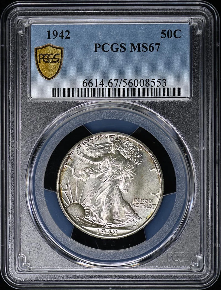 Meio dólar 1942 50C Walking Liberty PCGS MS67
