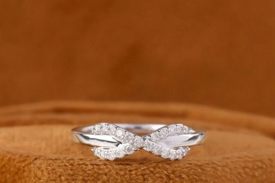 1.00Ct Round Cut Natural Diamond Real 14K White Gold Luxury Eternity Band Ring