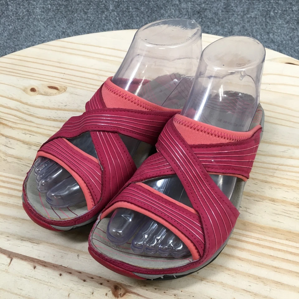 Sandalias Merrell para mujer 6 brezos persas cuero rojo punta abierta informales Foto 3 de 4