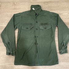 VTG Military Sateen OG 107 Fatigue Shirt Mens Medium Green Vietnam War 70s READ