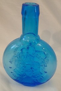 Clevenger Bros Glass Bottle Flask Blue Johnson/Kosygin Hollybush Summit1967 1972
