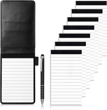 9 Pcs Mini Pocket Notepad A7 Holder Set, Small Notebook with Metal Pen, Leather