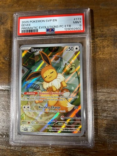 POKEMON 2025 06 Prismatic Evolutions ETB EEVEE Pokemon Center #173 PSA 9 Mint