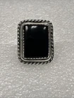 Vintage San P. Navajo Native American Sterling Silver & Black onyx Ring - Size 8