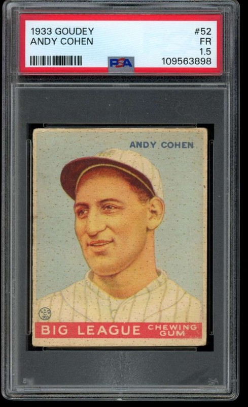 1933 Goudey #52 Andy Cohen PSA 1.5 RC Rookie NY Giants  (3898)