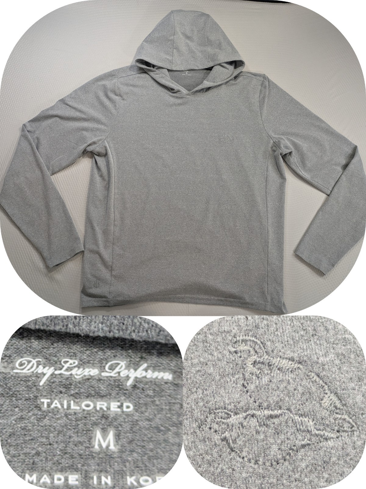 Holderness & Bourne The Jackson Hoodie Men’s M Gray Tailored Fit Dry Luxe