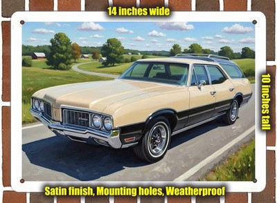 Metal Sign - 1970 Oldsmobile Vista Cruiser 1 Oil Painting - 14x10