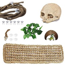 Bearded Dragon Tank Accessories,Reptiles Resin Human Skull Habitat Decor,Liza...