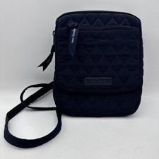 Vera Bradley Small Quilted Navy Microfiber Zip Crossbody Bag 8 h x 6.5