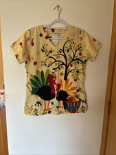 UA Scrub Top Size Medium Thanksgiving Print