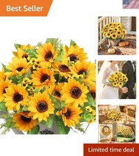 Artificial Sunflowers for Outdoors Fall Decor, 2 Bouquets
