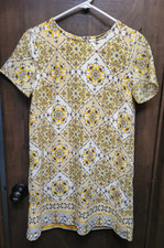 Lulus Dress Size Small Yellow Floral Patchwork Boho Chic Short Sleeve Lined EUC