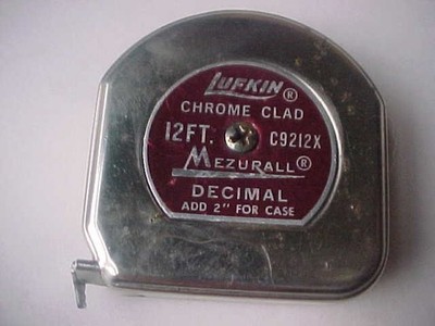 Vintage Lufkin 12ft Chrome Clad Tape Measure C9212 Mezurall USA