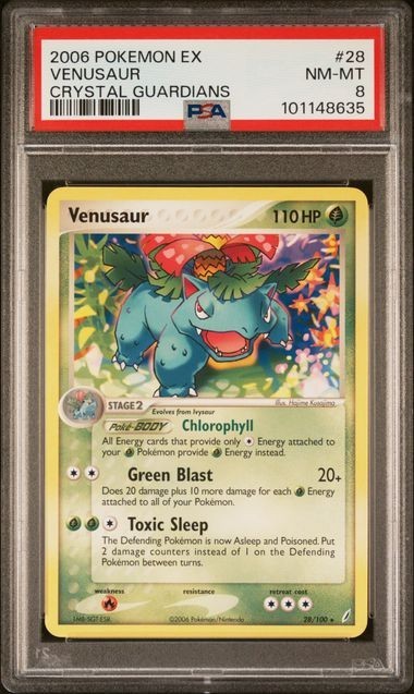 PSA 8- Venusaur 28/100 Crystal Guardians