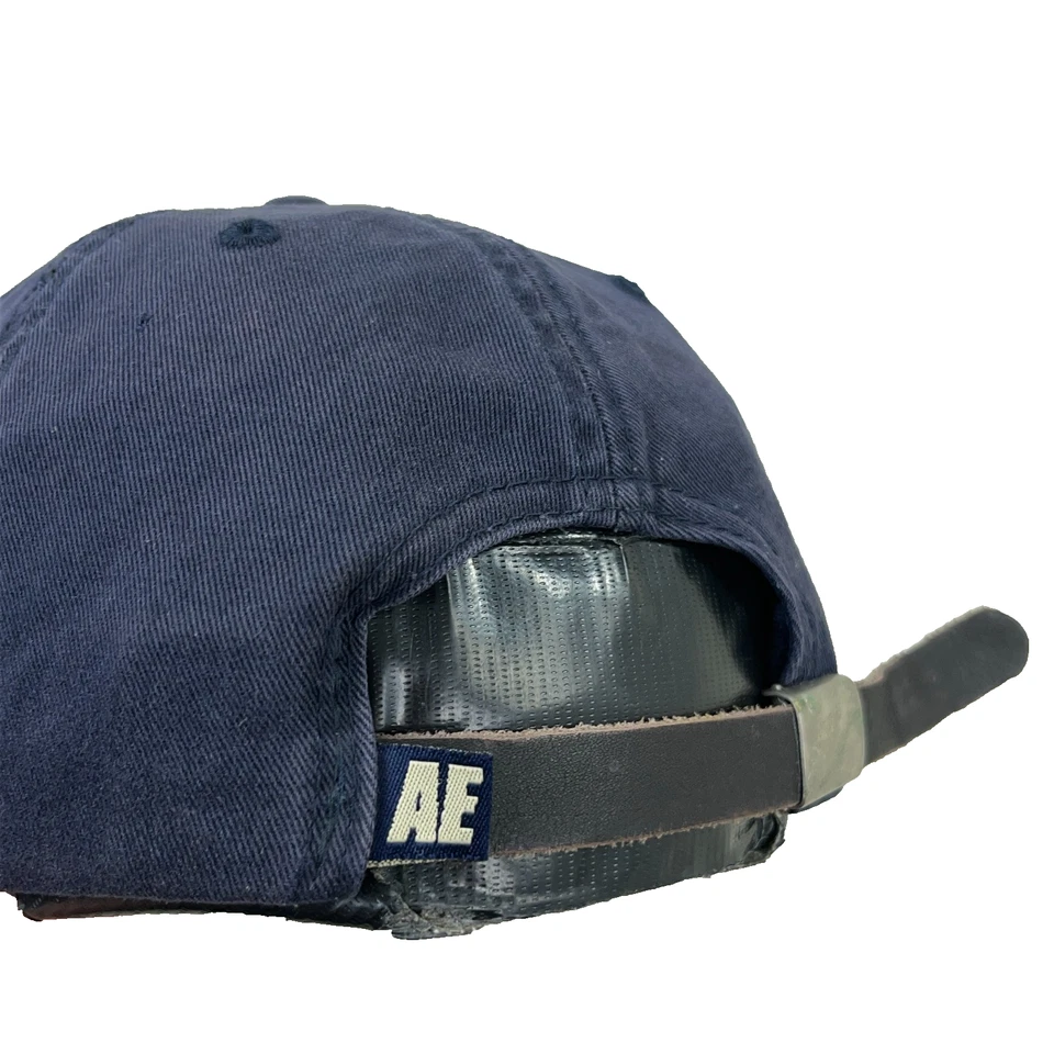 Vintage Y2K American Eagle Hat Cap Leather Strap Back Navy Blue Twill Mens Dad - Image 2 of 4