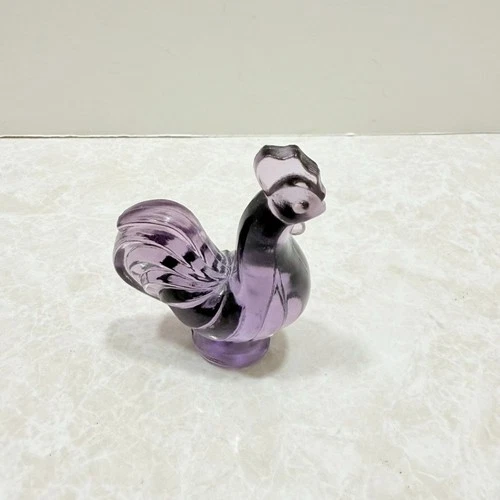 Fenton Violet Glass Rooster Figurine Mini Handmade in USA 3"