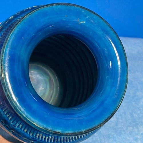 Florero FLAVIA Rimini Azul 18 cm 7,1 pulgadas Italiano Vintage Cerámica Estilo Bitossi - Imagen 4 de 8