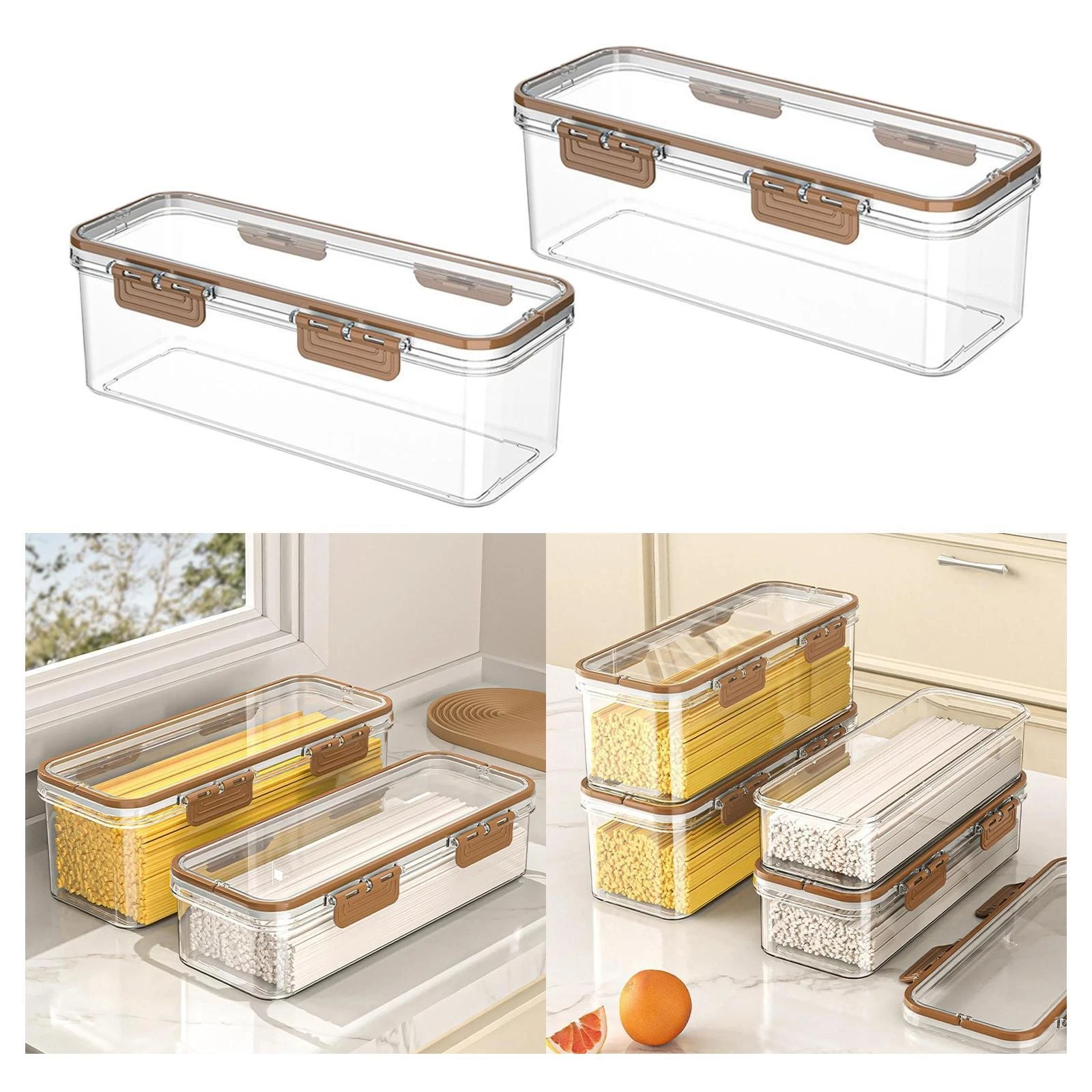 Pasta Storage Container Noodles Box Multipurpose Transparent Stackable Keep