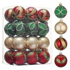 Christmas Tree Decorations Set, 24ct Red Green and Gold Shatterproof Christma...