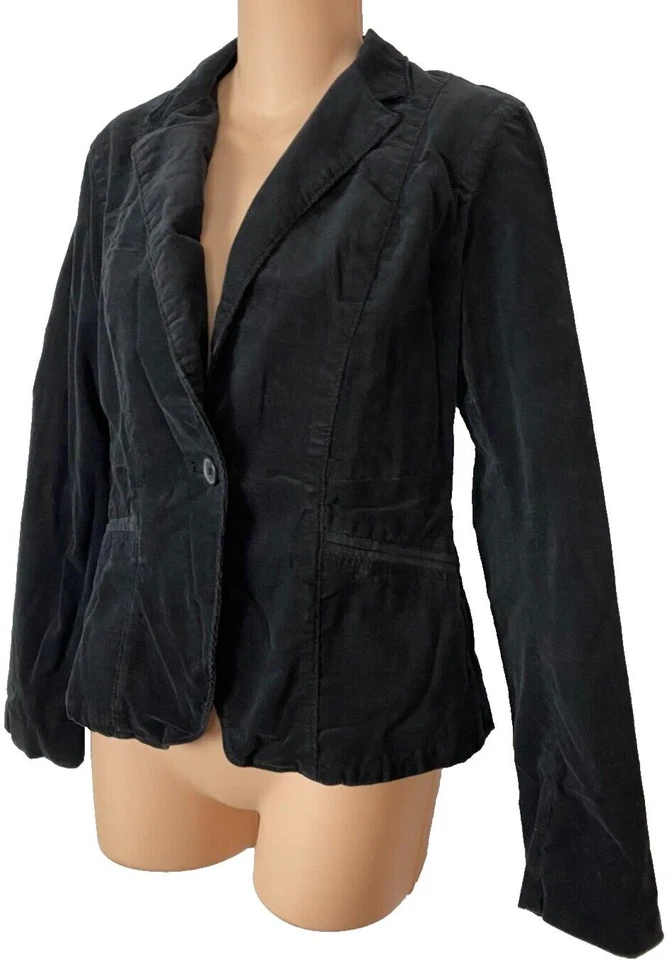 Chaqueta Blazer Calvin Klein Jeans Para Mujer Negra Pana Talla Pequeña Q52 Foto 3 de 4