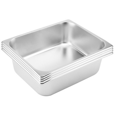 4 Pack 1/2 Half Size Steam Table Pans Stainless Steel Steam Food Pan 4 Inch D...