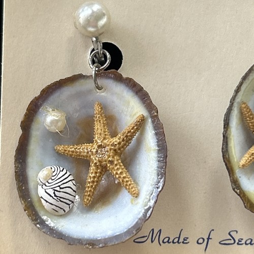 Vintage - 1950's Screwback Earrings - made from Shell with Faux pearl - Florida - Picture 2 of 4