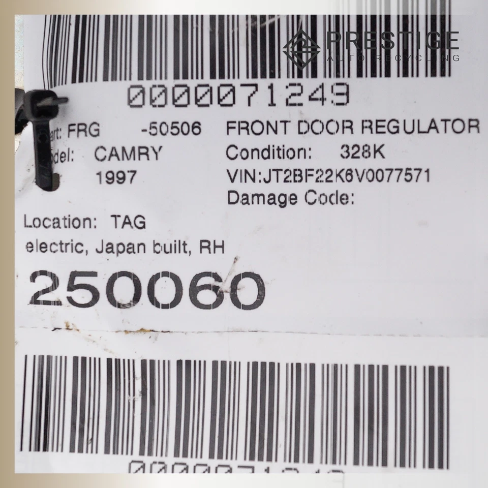 92/1997-2001 TOYOTA CAMRY Regulador Ventana Puerta con Motor Delantero Derecho 69801-33010 Foto 4 de 4