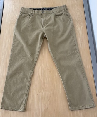 Iron Co. Mens 38x30  Pants Khaki Straight Leg Flat Front Chino Stretch Casual