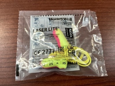 100PK Honeywell Laser Lite Corded Ear Plugs Foam LL-30 Individually Wrapped B193