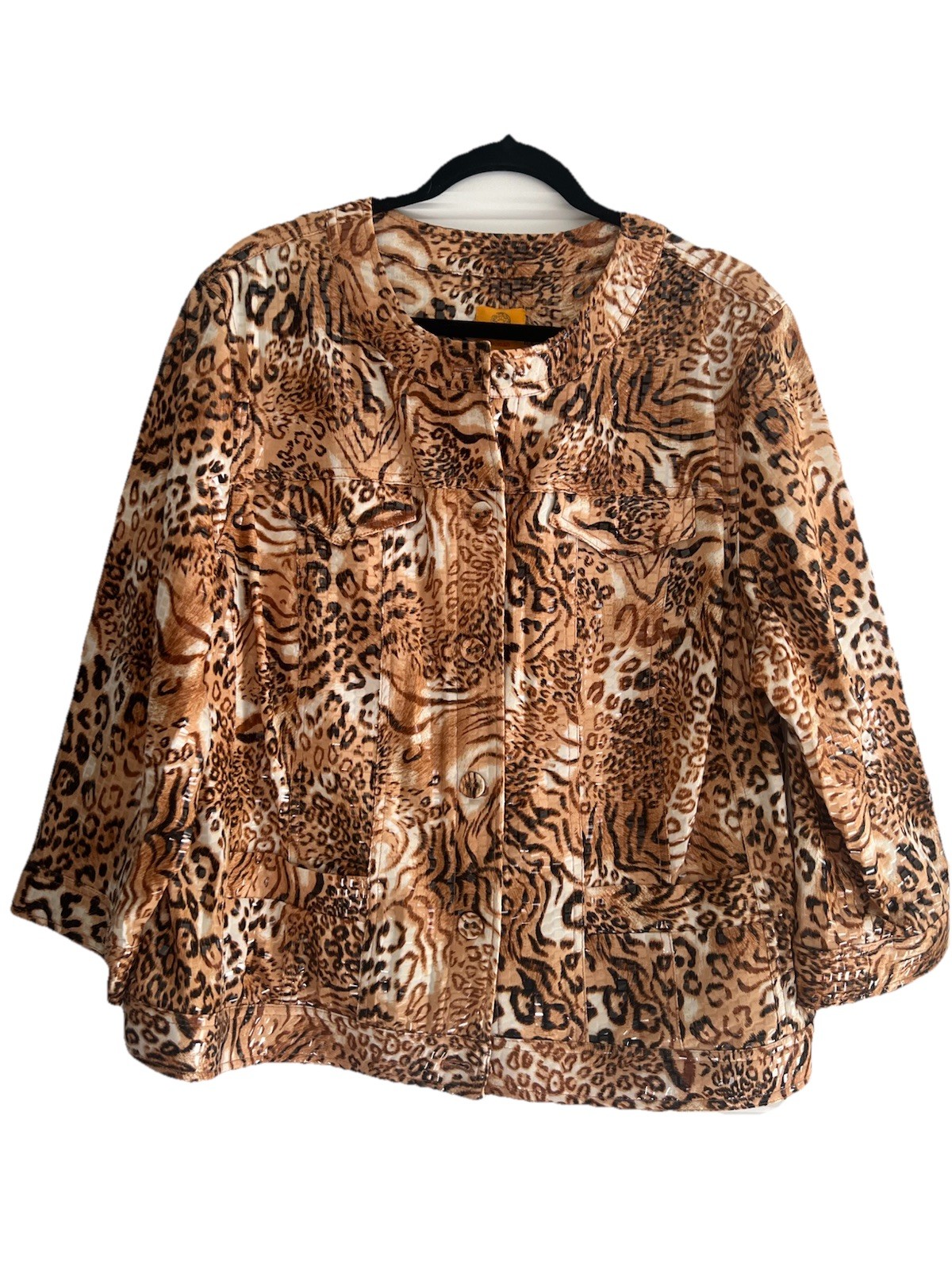 Ruby Rd Jacket  Brown Cheetah Animal Button Up Wo… - image 1