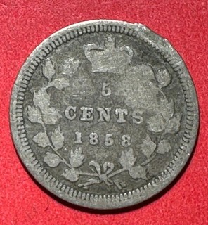 1858 Canada Queen Victoria SILVER 5 CENTS! First Year Issue! Lower Mintage!