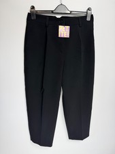 River Island Petite Black Smart Trousers Size 10 Barrel Work Formal New