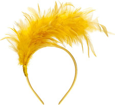1920s Feather Fascinator Headband for Women Kentucky Derby Headpiece Yellow