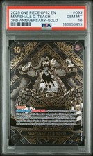 2025 ONE PIECE OP12-LEGACY OF THE MASTER 3RD ANV-GOLD MARSHALL D. TEACH PSA 10