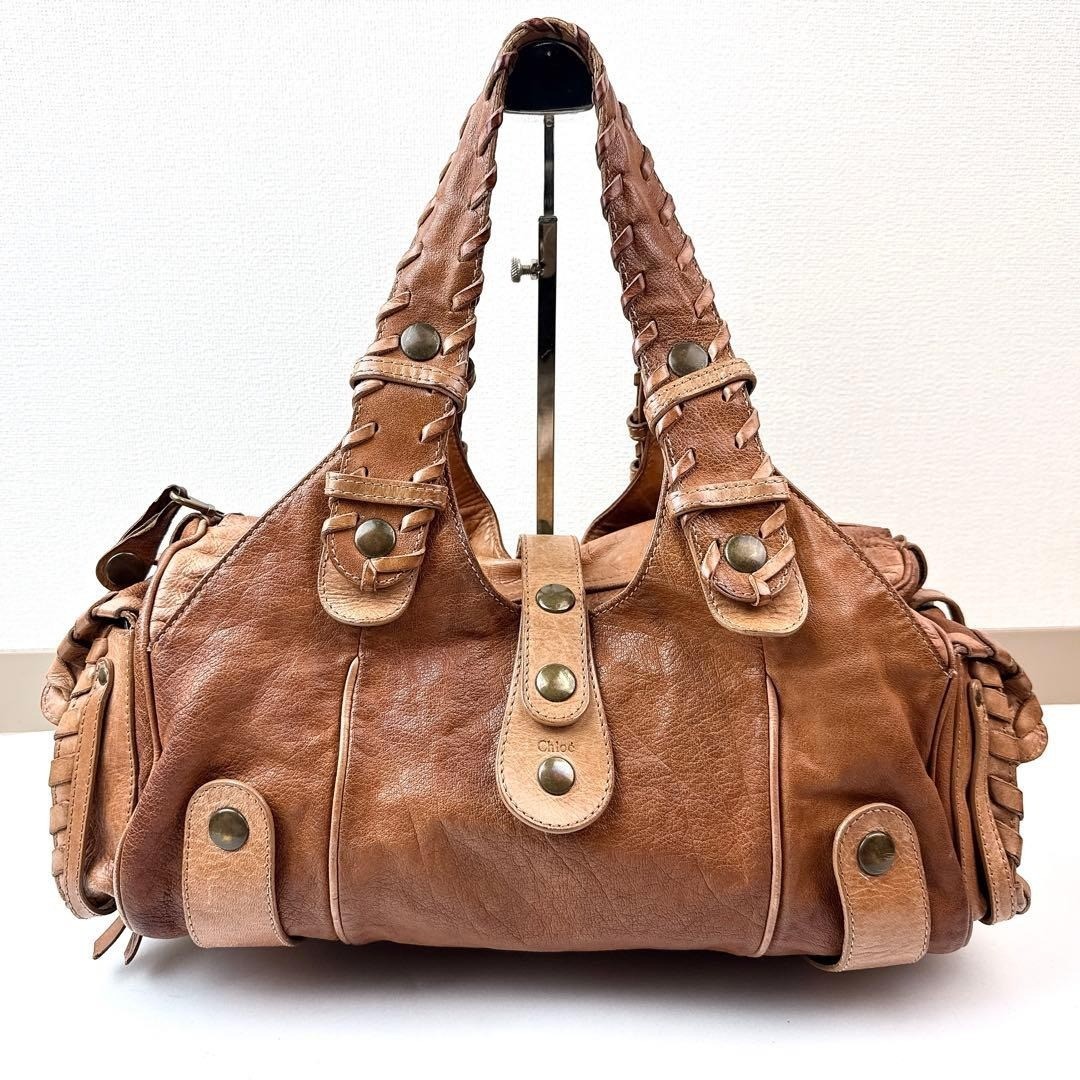 CHLOE Silverado Leather Shoulder Handbag Brown Pre-owned Made in