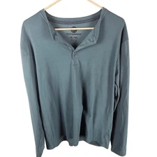 Mens long sleeve Henley Weatherproof brand blue Excellent Condition (Q8)