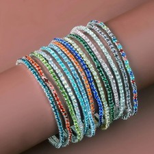 5 PC Crystal Rhinestone Stretch Bracelet Women Wedding Daily Elastic Jewelry